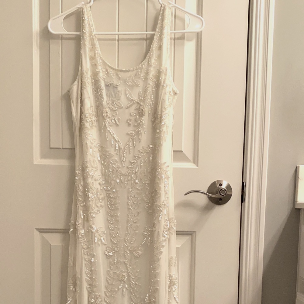 Pisarro Nights Cream Colored Beaded Dress